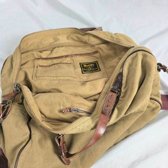 Rugby Ralph Lauren Canvas Leather Weekender Duffle Bag - Picture 9 of 12